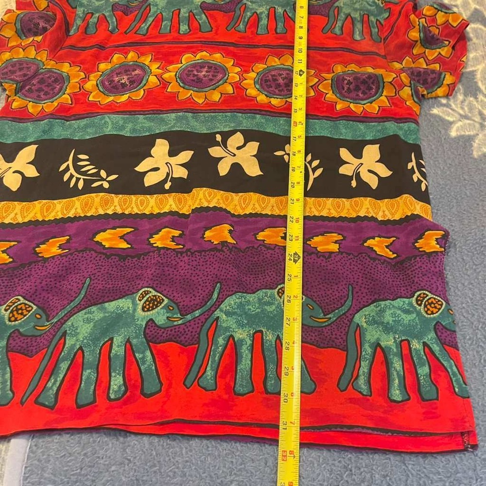 Vintage Jessica Howard Elephant Sunflower Print Rayon Tunic Dress Womens 12 USA - Picture 9 of 11
